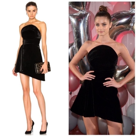 Brandon Maxwell Dresses & Skirts - Brandon Maxwell Asymmetrical Velvet Mini Dress Black